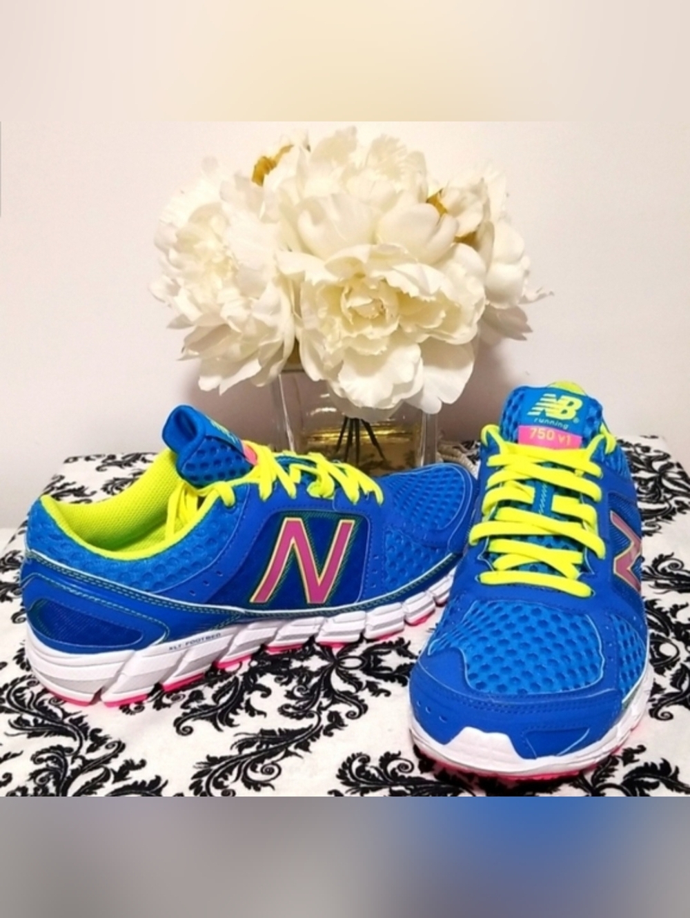 New Balance 750 V1 Running Shoes Blue Neon Pink Yellow Accent Athletic Shoes